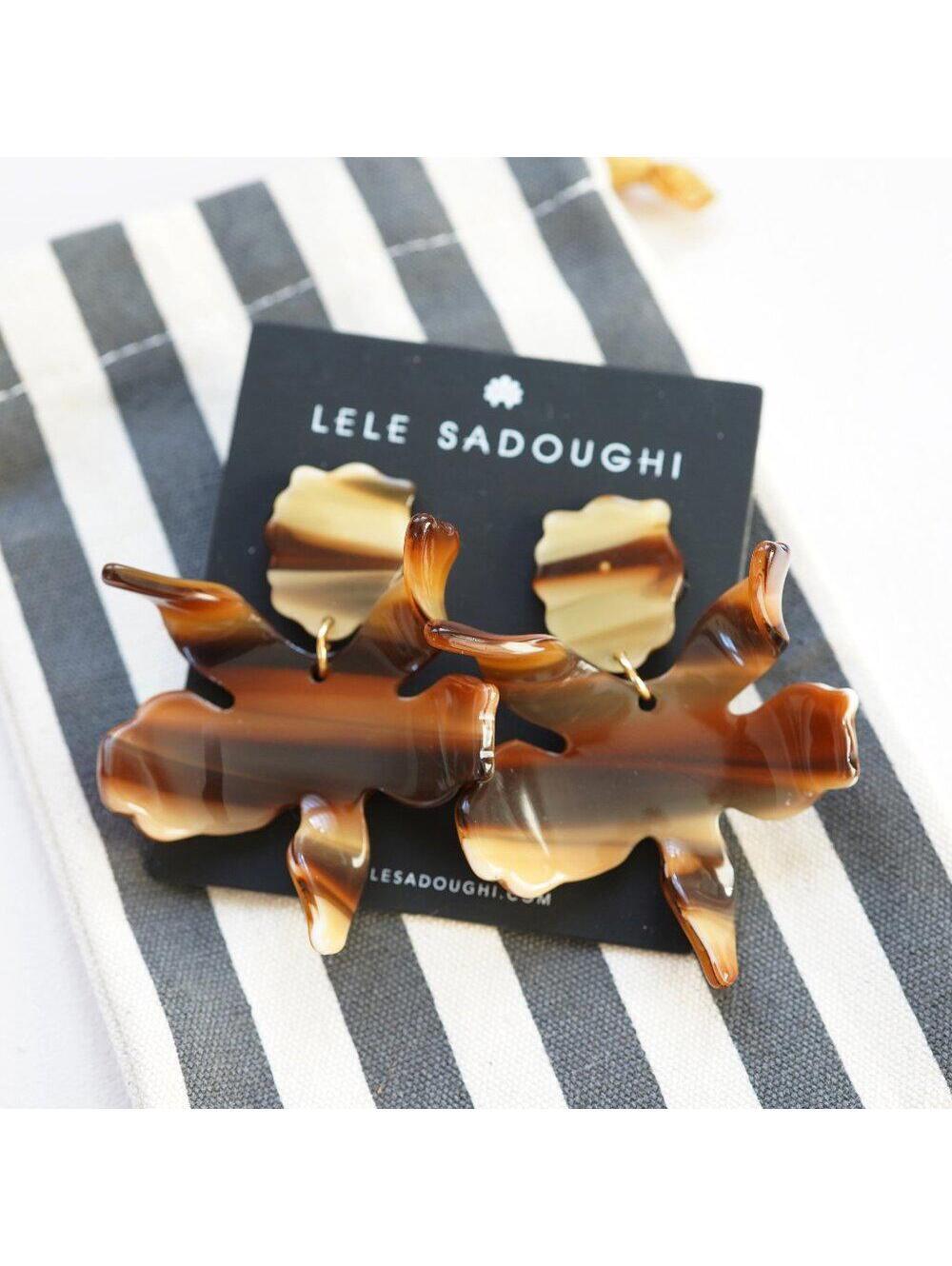 Lele Sadoughi Small Paper Lily Earrings Tigers Eye